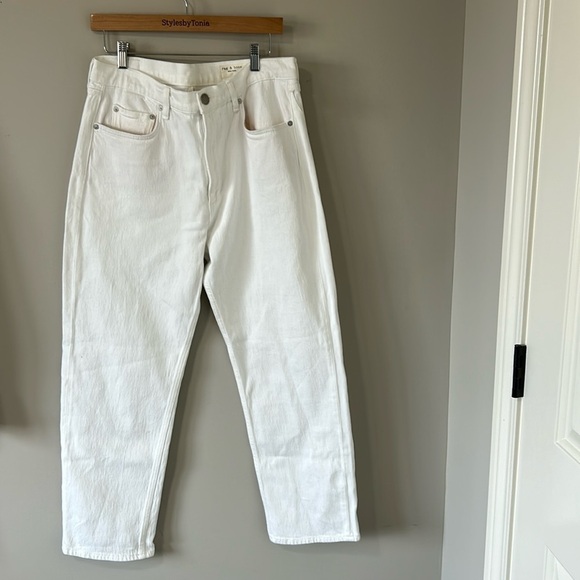 Rag and Bone Harlow Mid Rise Straight Jean Optic White Stretch Sz 31 NEW - Picture 5 of 14